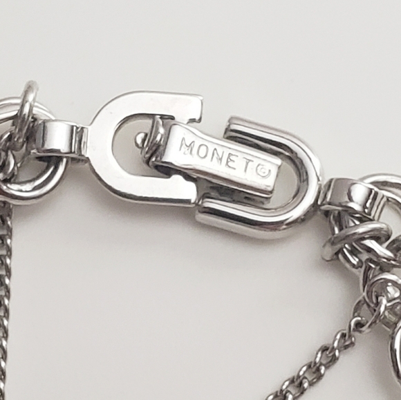 Monet Double Link Crab Charm Bracelet Silvertone - Picture 9 of 10